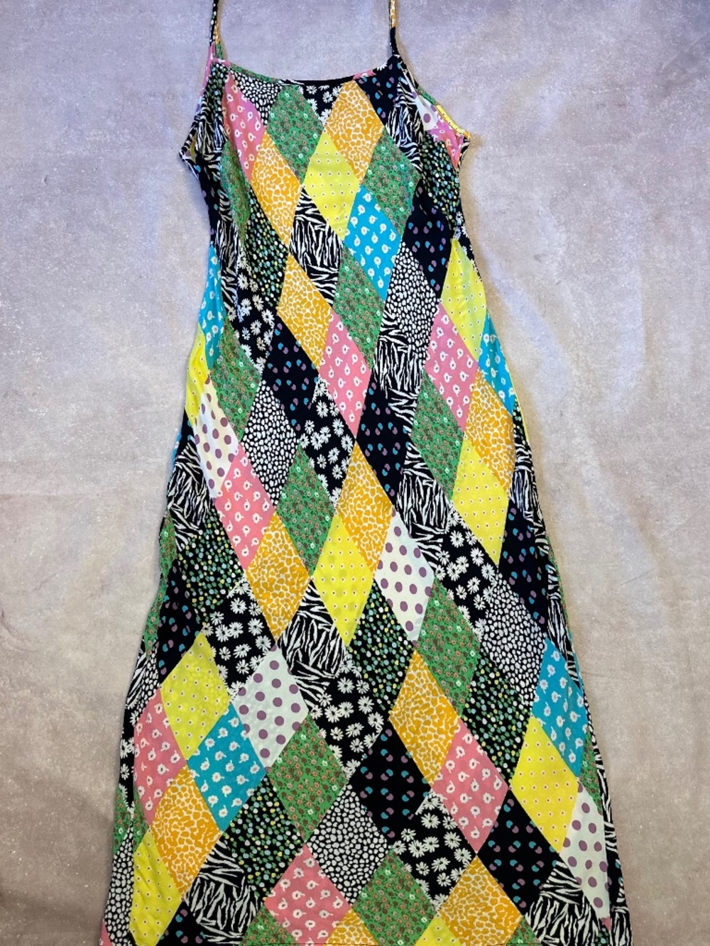 Y2K Patchwork Diamond Slip Dress XS/S